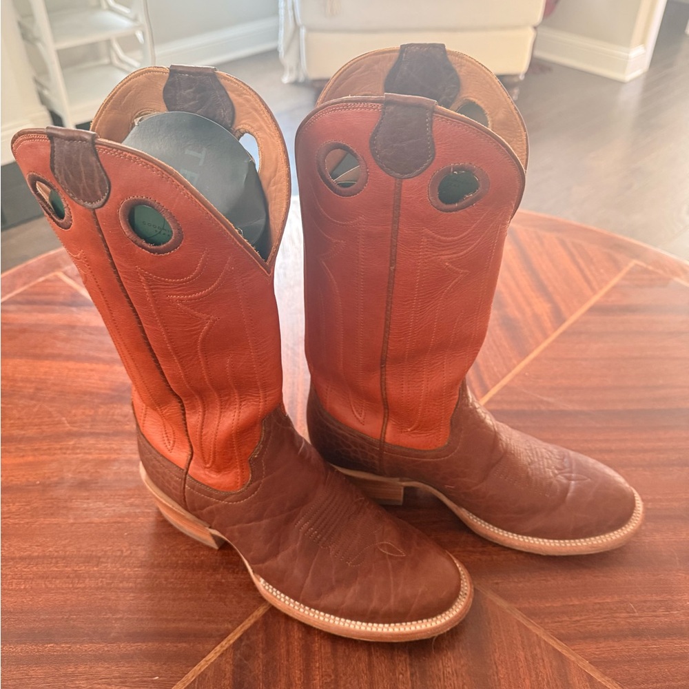 Tecovas Orange and Brown Western Boots